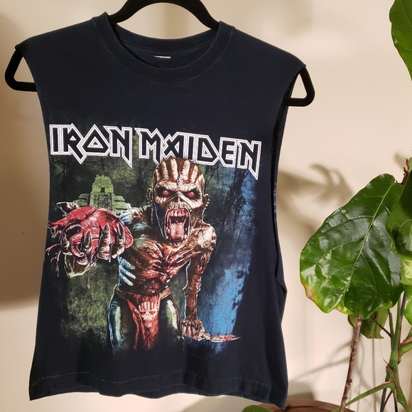 Vintage Tops - Iron Maiden Cropped Muscle Tee